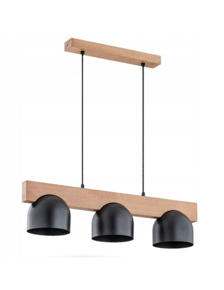 Lampa wisząca GROS w skandynawskim stylu z drewnianym detalem - idealna do jadalni, kuchni i salonu.