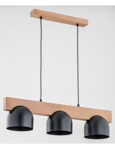 Lampa wisząca GROS w skandynawskim stylu z drewnianym detalem - idealna do jadalni, kuchni i salonu. 2