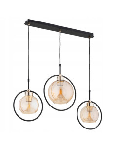 Lampa Wisząca DELSI w Kolorze Czarno-Złotym z Kloszami ze Szkła - Eleganckie Oświetlenie do Salonu i Jadalni