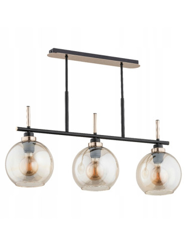 Nowoczesna lampa sufitowa DOLFI CZARNA z trzema punktami świetlnymi do jadalni i kuchni w stylu industrialnym.