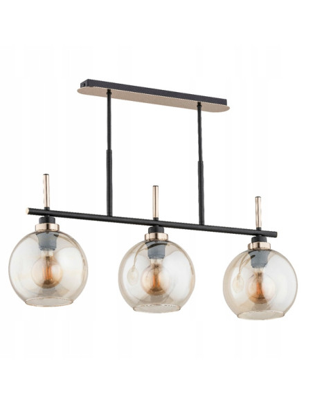 Nowoczesna lampa sufitowa DOLFI CZARNA z trzema punktami świetlnymi do jadalni i kuchni w stylu industrialnym.