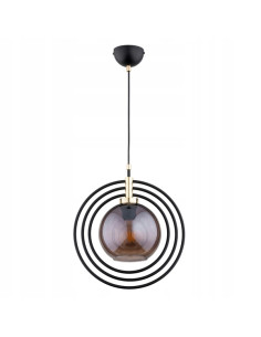 Lampa wisząca MANDI TREX - Nowoczesna czarna lampa z pierścieniami do jadalni i salonu w stylu glamour, E27, 60W