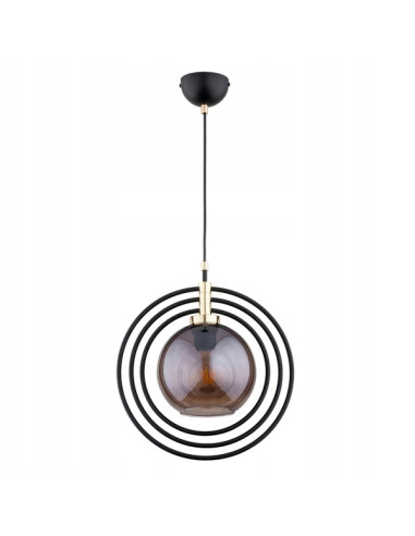 Lampa wisząca MANDI TREX - Nowoczesna czarna lampa z pierścieniami do jadalni i salonu w stylu glamour, E27, 60W