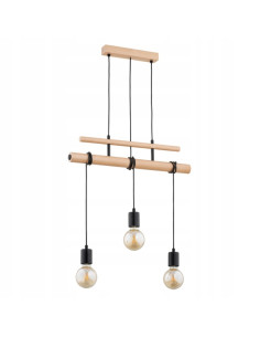 Lampa sufitowa GENTO PRO - Drewniany żyrandol w skandynawskim stylu z trzema punktami świetlnymi