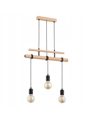 Lampa sufitowa GENTO PRO - Drewniany żyrandol w skandynawskim stylu z trzema punktami świetlnymi