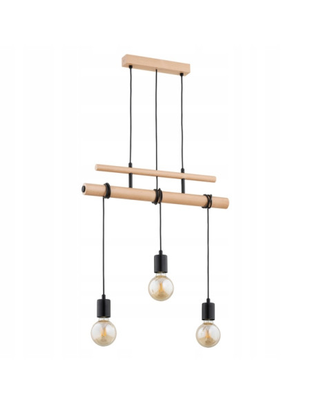 Lampa sufitowa GENTO PRO - Drewniany żyrandol w skandynawskim stylu z trzema punktami świetlnymi