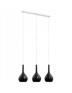 Nowoczesna lampa wisząca VETRO BLACK III - potrójna, chromowane wykończenie, 105 cm do kuchni i jadalni
