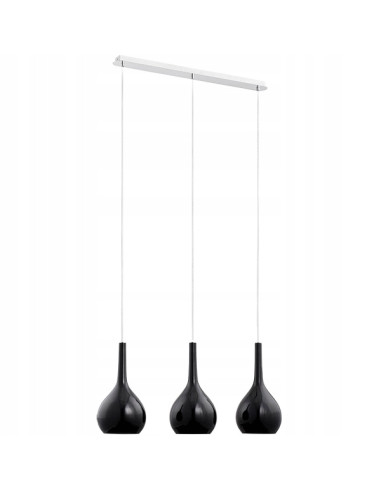 Nowoczesna lampa wisząca VETRO BLACK III - potrójna, chromowane wykończenie, 105 cm do kuchni i jadalni