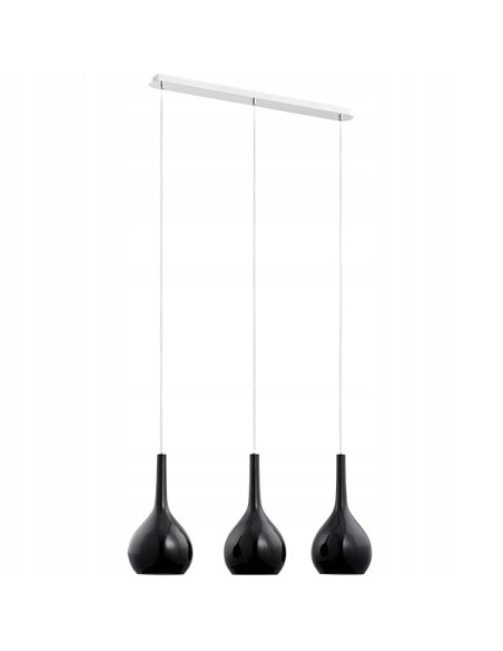 Nowoczesna lampa wisząca VETRO BLACK III - potrójna, chromowane wykończenie, 105 cm do kuchni i jadalni