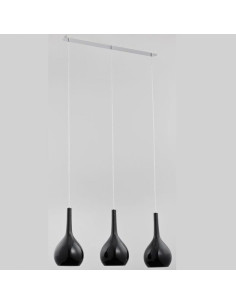 Nowoczesna lampa wisząca VETRO BLACK III - potrójna, chromowane wykończenie, 105 cm do kuchni i jadalni 2