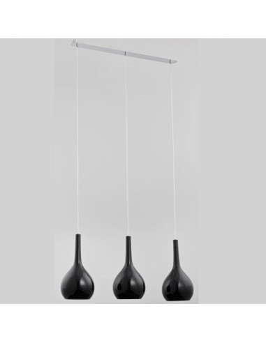 Nowoczesna lampa wisząca VETRO BLACK III - potrójna, chromowane wykończenie, 105 cm do kuchni i jadalni