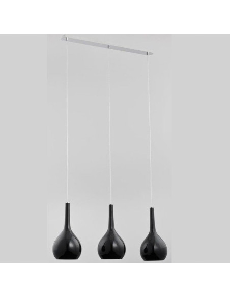 Nowoczesna lampa wisząca VETRO BLACK III - potrójna, chromowane wykończenie, 105 cm do kuchni i jadalni