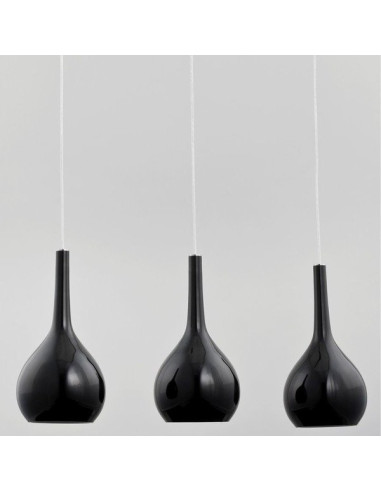 Nowoczesna lampa wisząca VETRO BLACK III - potrójna, chromowane wykończenie, 105 cm do kuchni i jadalni