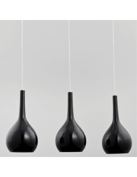 Nowoczesna lampa wisząca VETRO BLACK III - potrójna, chromowane wykończenie, 105 cm do kuchni i jadalni