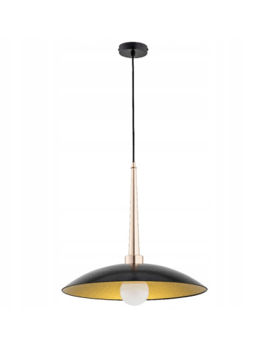 Lampa wisząca VELIAN - minimalistyczna, czarna z złotym wnętrzem, idealna do nowoczesnych aranżacji wnętrz.