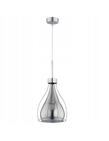 Lampa wisząca LOTAR CHROM - nowoczesny design z eleganckim grafitowym kloszem do kuchni i wnętrz w stylu glamour.