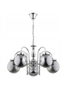 Nowoczesny żyrandol HERO CHROM, 5-punktowy, metalowy z chromowanym wykończeniem do biura, jadalni i kuchni