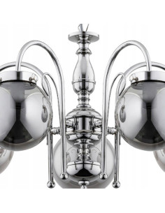 Nowoczesny żyrandol HERO CHROM, 5-punktowy, metalowy z chromowanym wykończeniem do biura, jadalni i kuchni 2