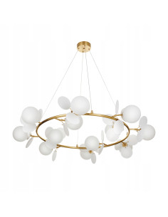 Żyrandol nowoczesny CHIC w złocie z białymi kloszami – elegancka lampa do salonu i jadalni 2