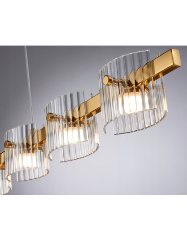 Lampa wisząca BACCIO Gold z kryształowymi kloszami LED 21W, regulowana wysokość, elegancka do każdego wnętrza