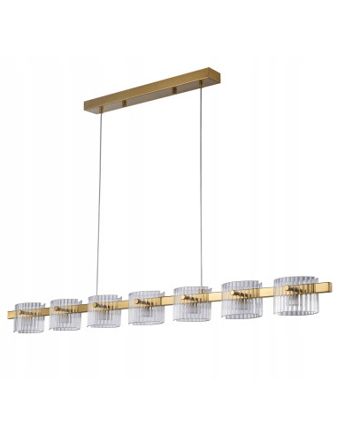 Lampa wisząca BACCIO Gold z kryształowymi kloszami LED 21W, regulowana wysokość, elegancka do każdego wnętrza