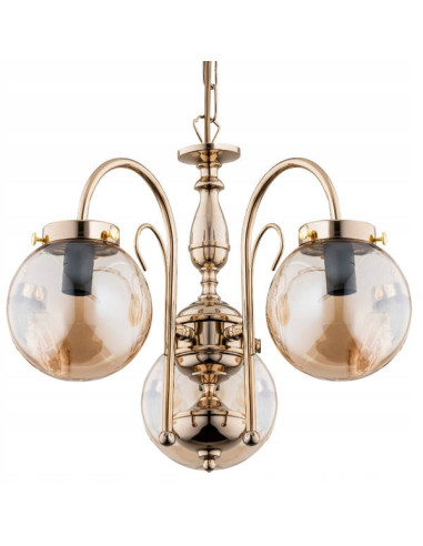 Lampa sufitowa HERO ZŁOTA 3-punktowa - elegancka dekoracja w stylu glamour do wnętrz i biur.