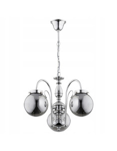 Elegancka lampa wisząca HERO CHROM - nowoczesny żyrandol z chromowanej stali i szklanym kloszem, 3 źródła E14