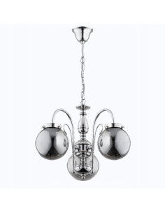 Elegancka lampa wisząca HERO CHROM - nowoczesny żyrandol z chromowanej stali i szklanym kloszem, 3 źródła E14 2