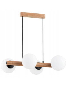 Lampa sufitowa ARAGON w stylu skandynawskim - eleganckie drewniane oświetlenie z mlecznymi kloszami do różnych wnętrz