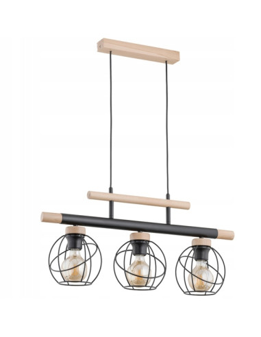 Nowoczesny żyrandol TRENDY BASKET z metalowymi kloszami i drewnianymi akcentami - elegancja do każdego wnętrza.