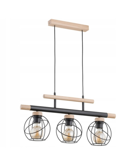 Nowoczesny żyrandol TRENDY BASKET z metalowymi kloszami i drewnianymi akcentami - elegancja do każdego wnętrza.