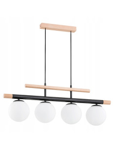 Nowoczesny azjatycki żyrandol TRENDY z beżową podsufitką i szklanymi kloszami do salonu i jadalni