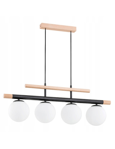 Nowoczesny azjatycki żyrandol TRENDY z beżową podsufitką i szklanymi kloszami do salonu i jadalni