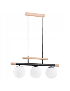 Nowoczesna lampa wisząca TRENDY DREWNIANA z pagodą, 3-punkty, styl skandynawski, różne kolory, eleganckie oświetlenie do wnętrz.