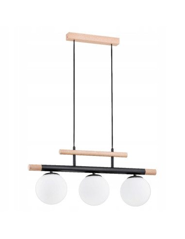 Nowoczesna lampa wisząca TRENDY DREWNIANA z pagodą, 3-punkty, styl skandynawski, różne kolory, eleganckie oświetlenie do wnętrz.