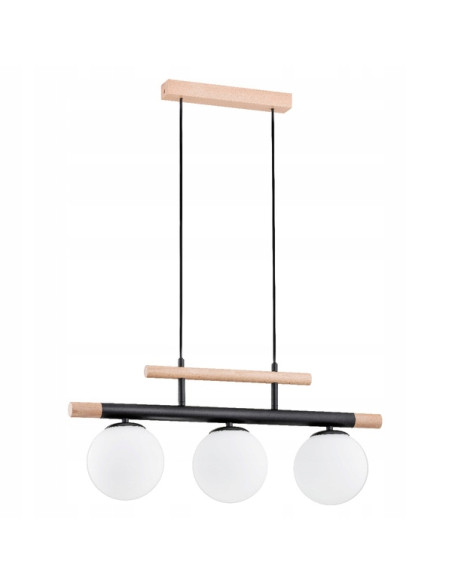 Nowoczesna lampa wisząca TRENDY DREWNIANA z pagodą, 3-punkty, styl skandynawski, różne kolory, eleganckie oświetlenie do wnętrz.