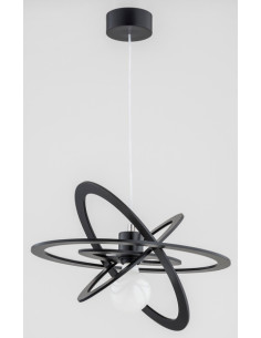 Lampa wisząca ORLANDO CZARNA - nowoczesna dekoracja z pierścieniami atomu do sypialni, biura i jadalni 2