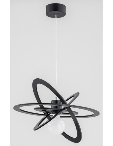 Lampa wisząca ORLANDO CZARNA - nowoczesna dekoracja z pierścieniami atomu do sypialni, biura i jadalni