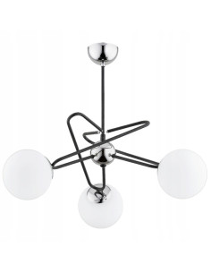 Lampa wisząca SAGITO 3-punktowa spirala z metalowymi prętami i szklanymi kloszami – luksusowe oświetlenie do wnętrz