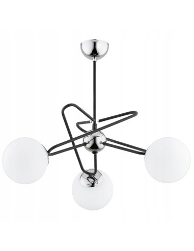 Lampa wisząca SAGITO 3-punktowa spirala z metalowymi prętami i szklanymi kloszami – luksusowe oświetlenie do wnętrz