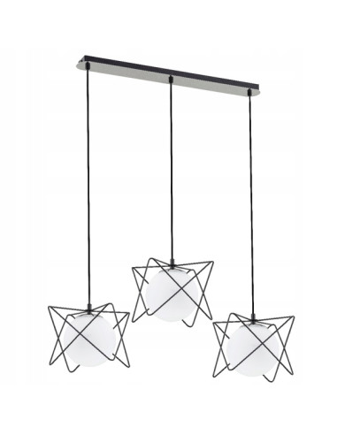 Lampa wisząca SAGITO TRACK - nowoczesny żyrandol do biura i salonu, z możliwością ściemniania, 3 punkty świetlne, czarno-biała.