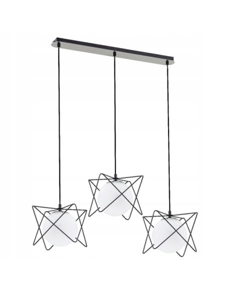 Lampa wisząca SAGITO TRACK - nowoczesny żyrandol do biura i salonu, z możliwością ściemniania, 3 punkty świetlne, czarno-biała.