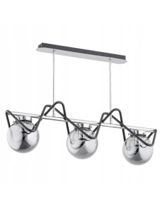 Lampa wisząca Sagito Ponte – nowoczesna, czarna z chromowanymi akcentami, 3-punktowe E14, elegancki design do wnętrz.