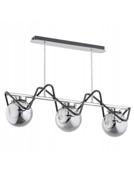 Lampa wisząca Sagito Ponte – nowoczesna, czarna z chromowanymi akcentami, 3-punktowe E14, elegancki design do wnętrz.