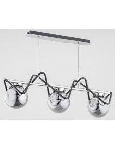 Lampa wisząca Sagito Ponte – nowoczesna, czarna z chromowanymi akcentami, 3-punktowe E14, elegancki design do wnętrz. 2