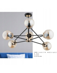 Lampa sufitowa Sagito – elegancka lampa z mosiężnymi akcentami, z regulacją intensywności i nowoczesnym designem. 2