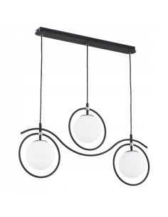 Lampa wisząca KIRA w czerni i bieli z 3 źródłami światła - nowoczesny akcent do jadalni i salonu.