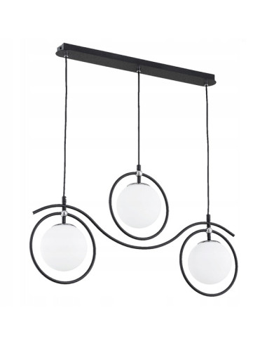 Lampa wisząca KIRA w czerni i bieli z 3 źródłami światła - nowoczesny akcent do jadalni i salonu.