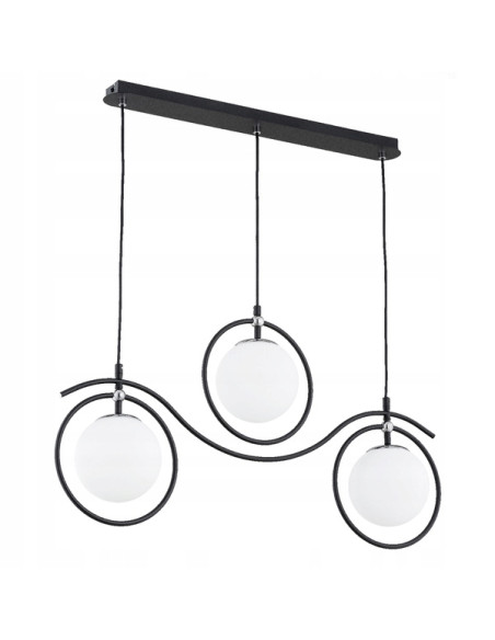 Lampa wisząca KIRA w czerni i bieli z 3 źródłami światła - nowoczesny akcent do jadalni i salonu.