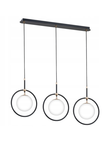 Lampa wisząca AKIRA w kolorze czarno-białym z metalowym wykończeniem i szklanym kloszem - elegancja do nowoczesnych wnętrz